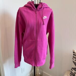 Nike Men's Pink Hooded Zip Up Sweatshirt XSmall- Unisex